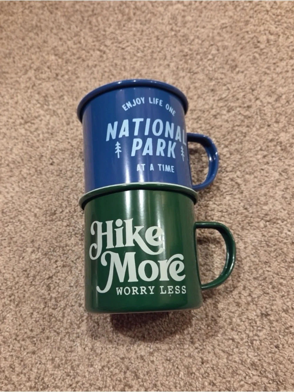 Enamel Camping Mugs with retro like Graphic